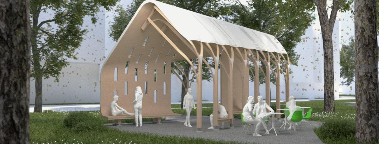 Enhancing the Bosque Experience: The UBC Pavilion Brings Seating, Cover, and Comfort to Central Campus with Innovations from UBC Research Groups for a Light Touch on the Land and Energy Efficiency
