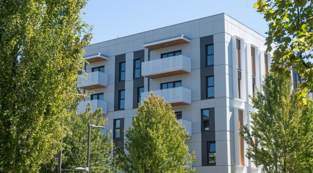 Exterior of the Evolve passive house at Wesbrook Village